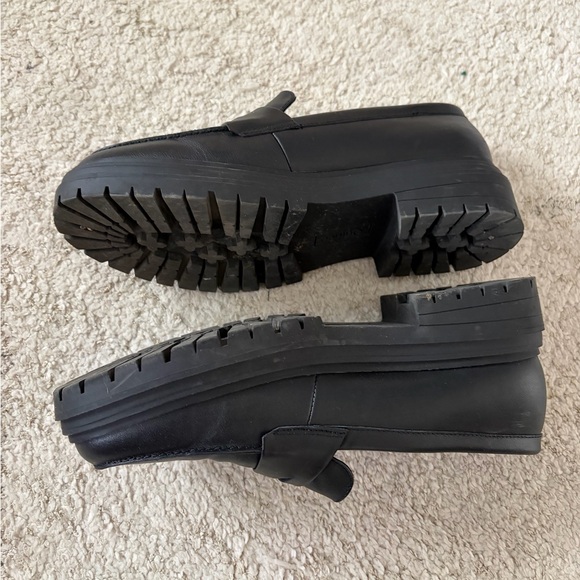 Quince Black Leather Platform Loafers - Picture 3 of 4